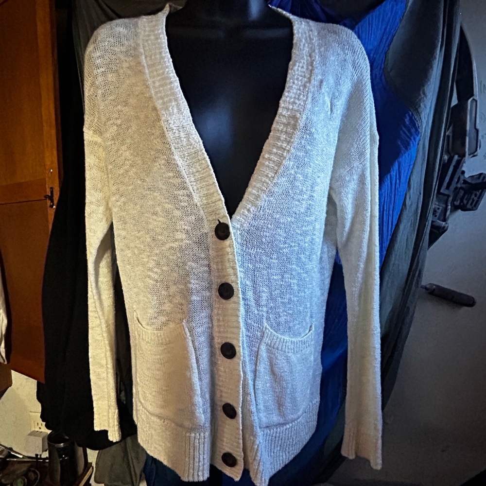 Abercrombie & Fitch Cream Button-Up Cardigan